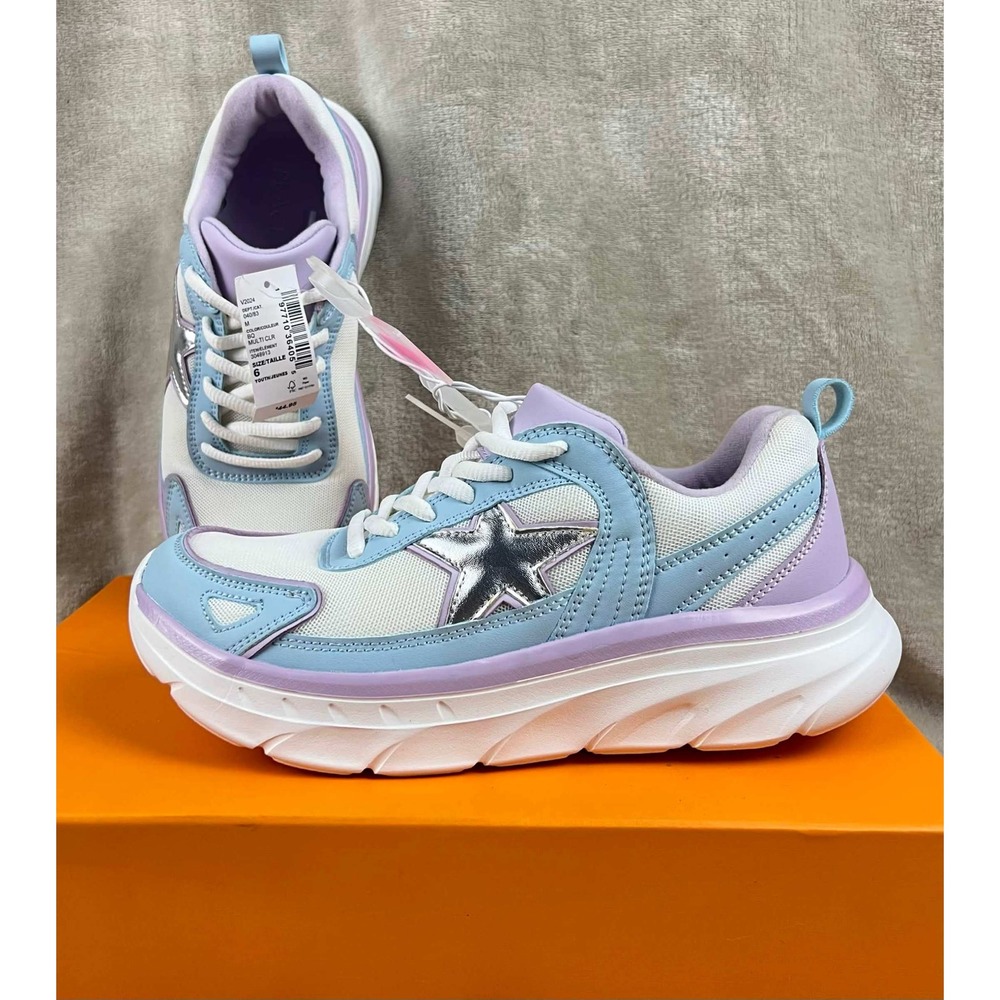 The Childrens Place Girls Pastel Star Sneakers Purple Blue White Size 6 3048913